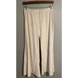Alexis Pants Womens XS Cream Textured Flare Pull On Lounge Stretch Soft Velour